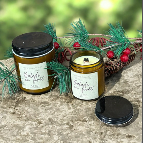 Bougie Balade en Forêt - Cire de Coco Naturelle Végan avec Mèche Bois